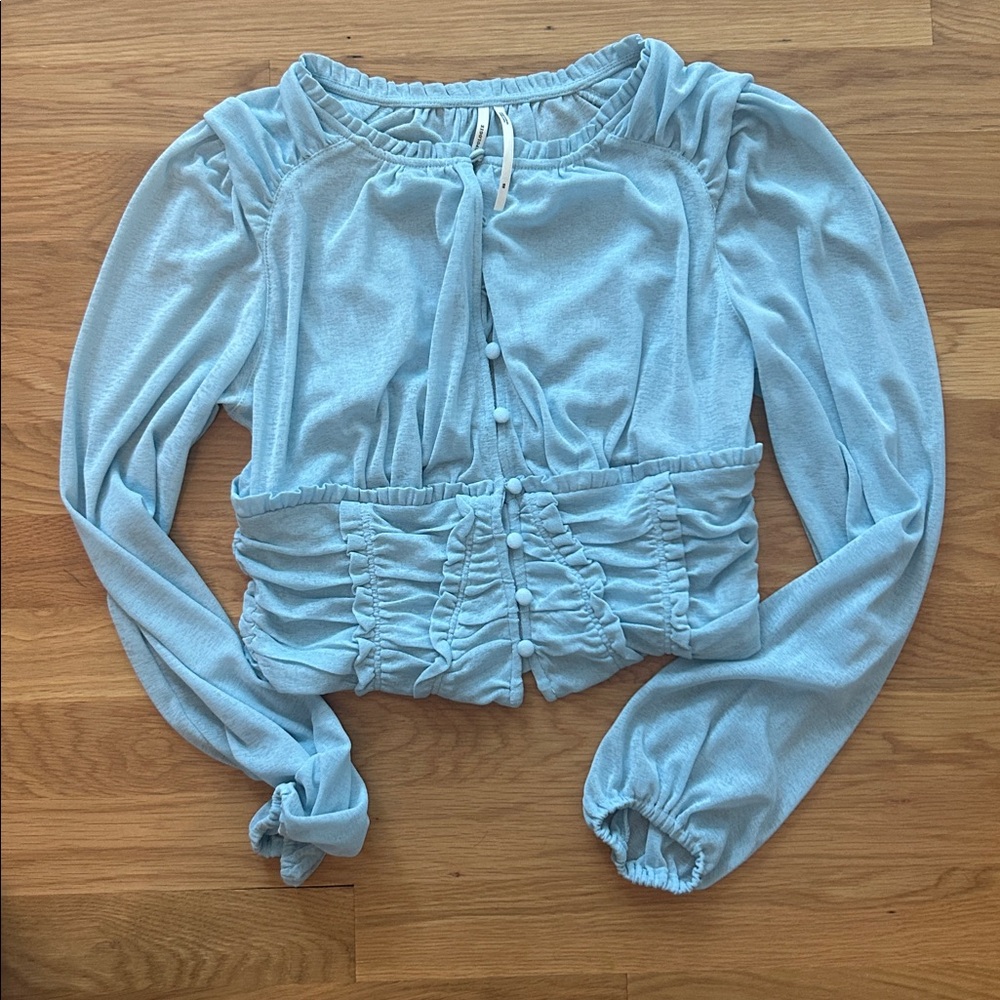 Anthropologie Light Blue Long Sleeve Blouse
